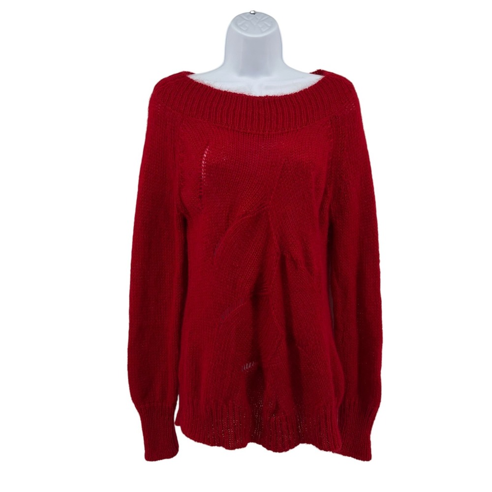 Vintage AK Anne Klein Mohair Wool Sweater Small Red Cozycore